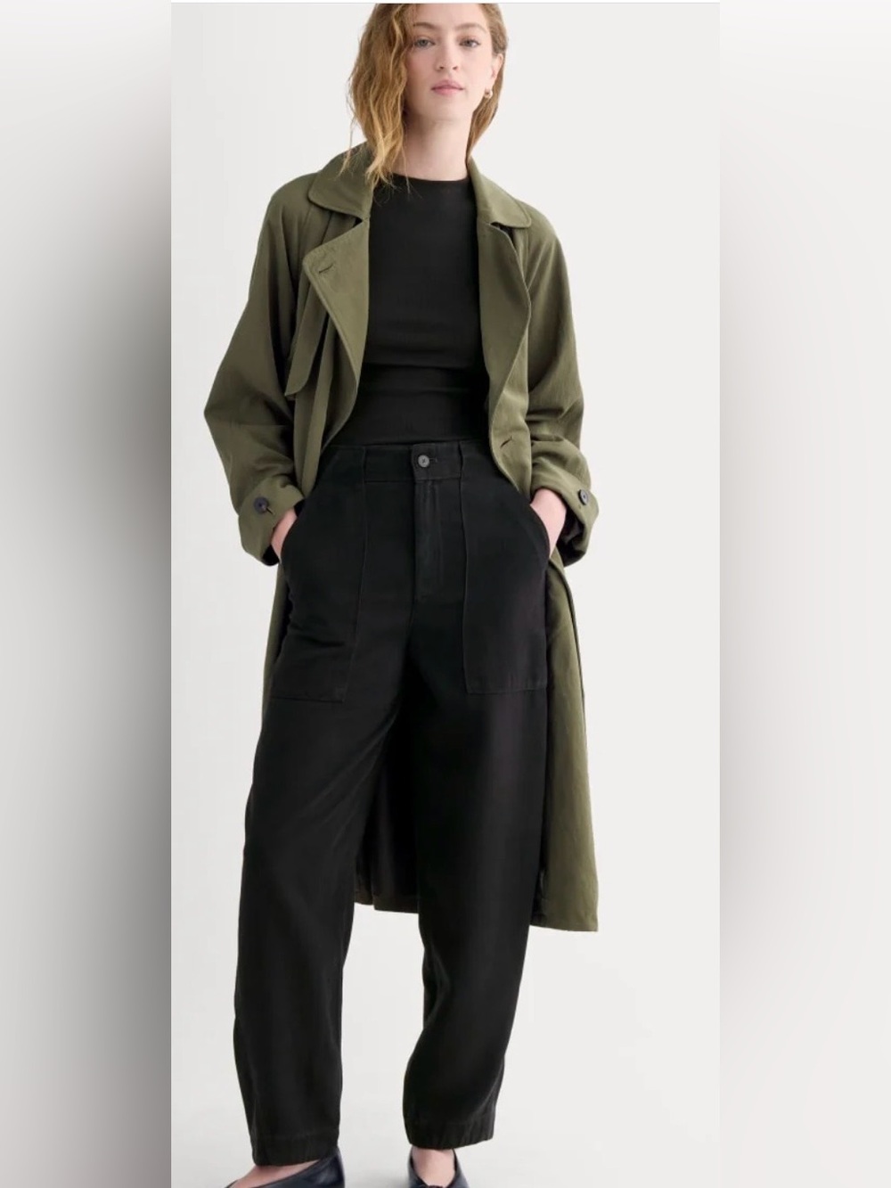 Everlane PATCH POCKET BALLOON PANT IN BUTTERSOFT- black size 8